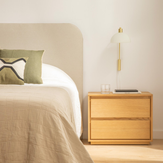 Kenay Home Mesita De Noche Roble 2 Cajones