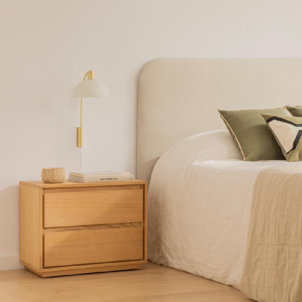 kenay home Mesita de noche roble 2 cajones