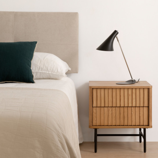 Kenay Home Mesita De Noche Roble 2 Cajones