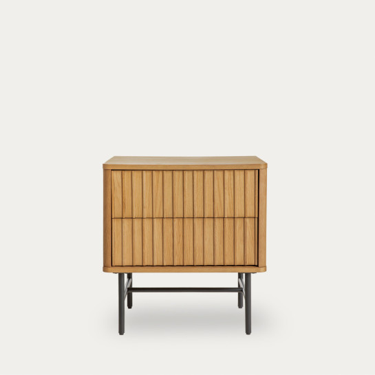 Kenay Home Mesita De Noche Roble 2 Cajones