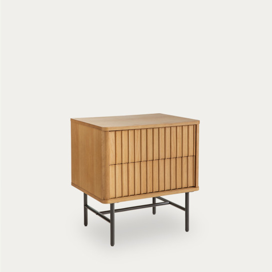 Kenay Home Mesita De Noche Roble 2 Cajones