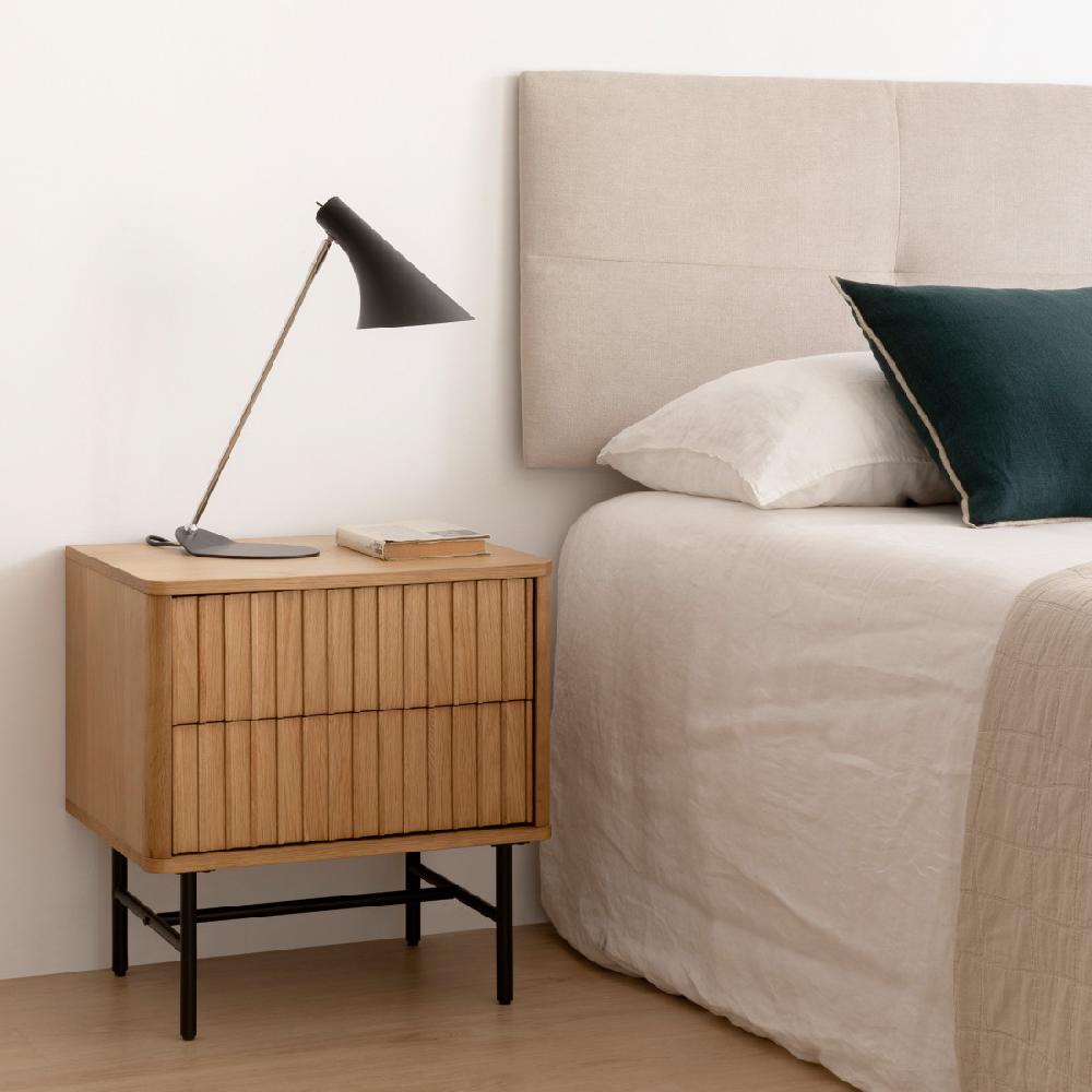 kenay home Mesita de noche roble 2 cajones