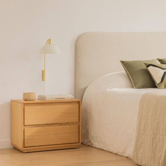 Kenay Home Mesita De Noche Roble 2 Cajones