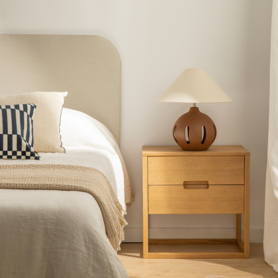 Kenay Home Mesita De Noche Roble 2 Cajones