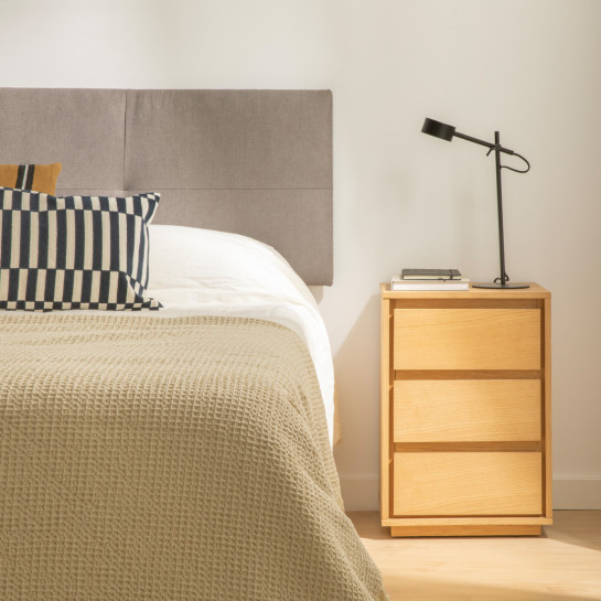 Kenay Home Mesita De Noche Roble 3 Cajones