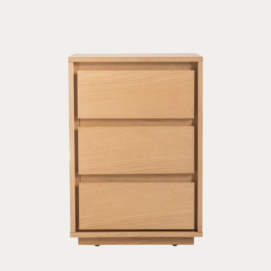 Kenay Home Mesita De Noche Roble 3 Cajones