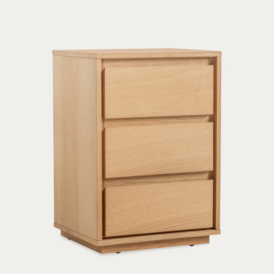 Kenay Home Mesita De Noche Roble 3 Cajones