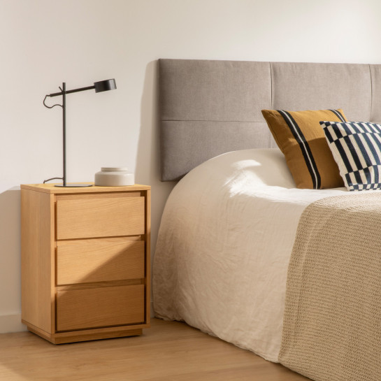 Kenay Home Mesita De Noche Roble 3 Cajones