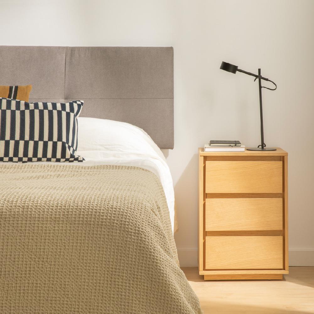 kenay home Mesita de noche roble 3 cajones