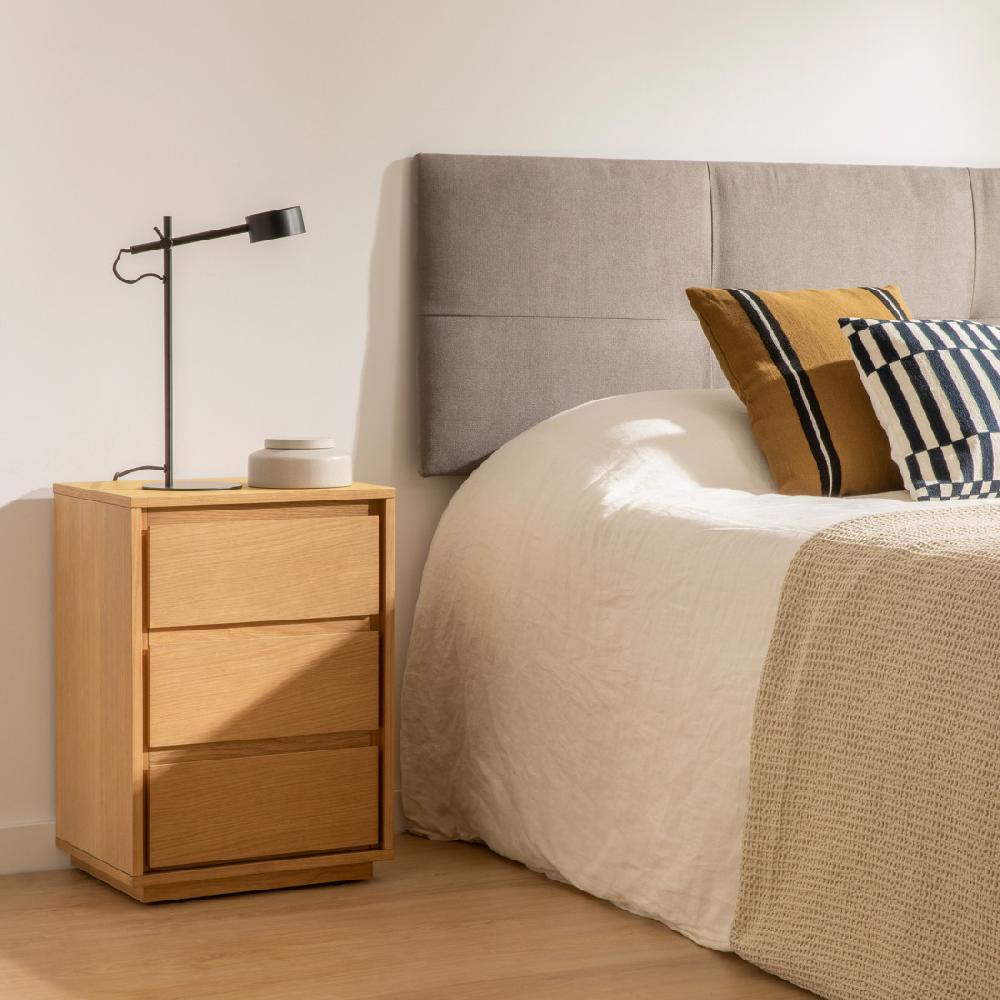 kenay home Mesita de noche roble 3 cajones