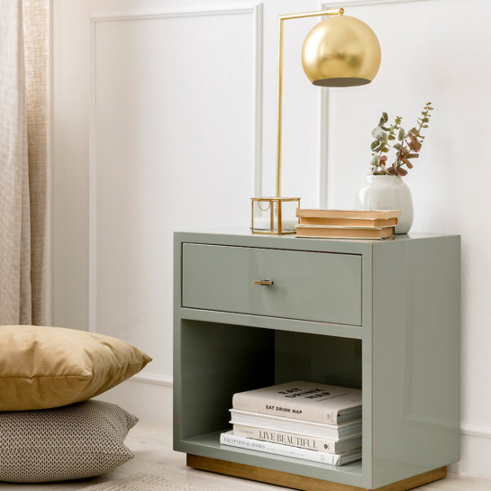 Kenay Home Mesita De Noche Verde 1 Cajón