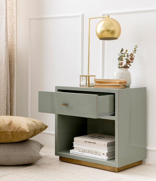 Kenay Home Mesita De Noche Verde 1 Cajón