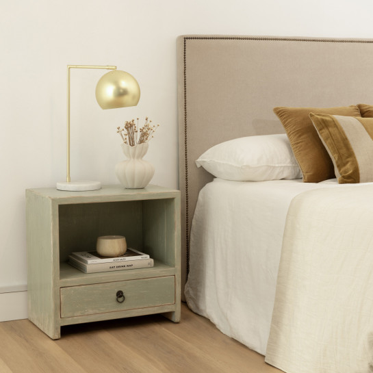 Kenay Home Mesita De Noche Verde 1 Cajón