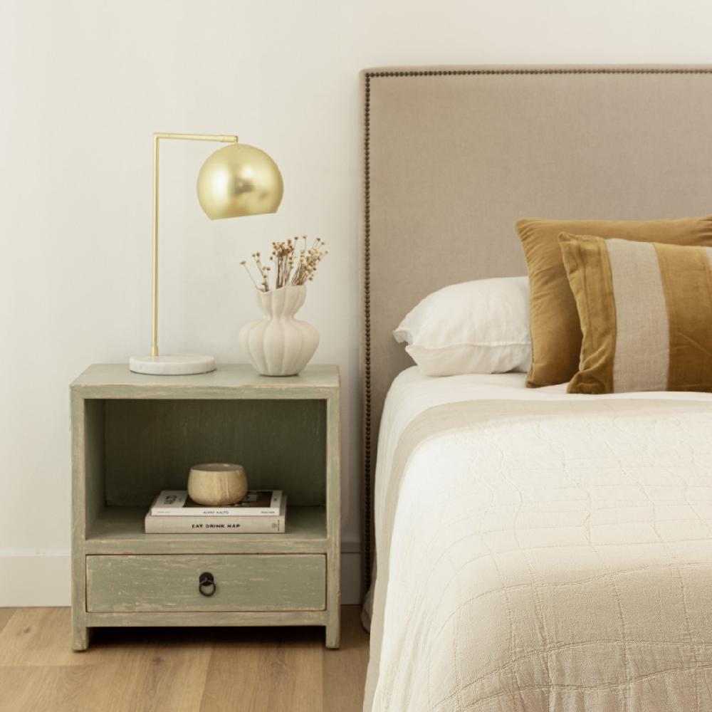 kenay home Mesita de noche verde 1 cajón