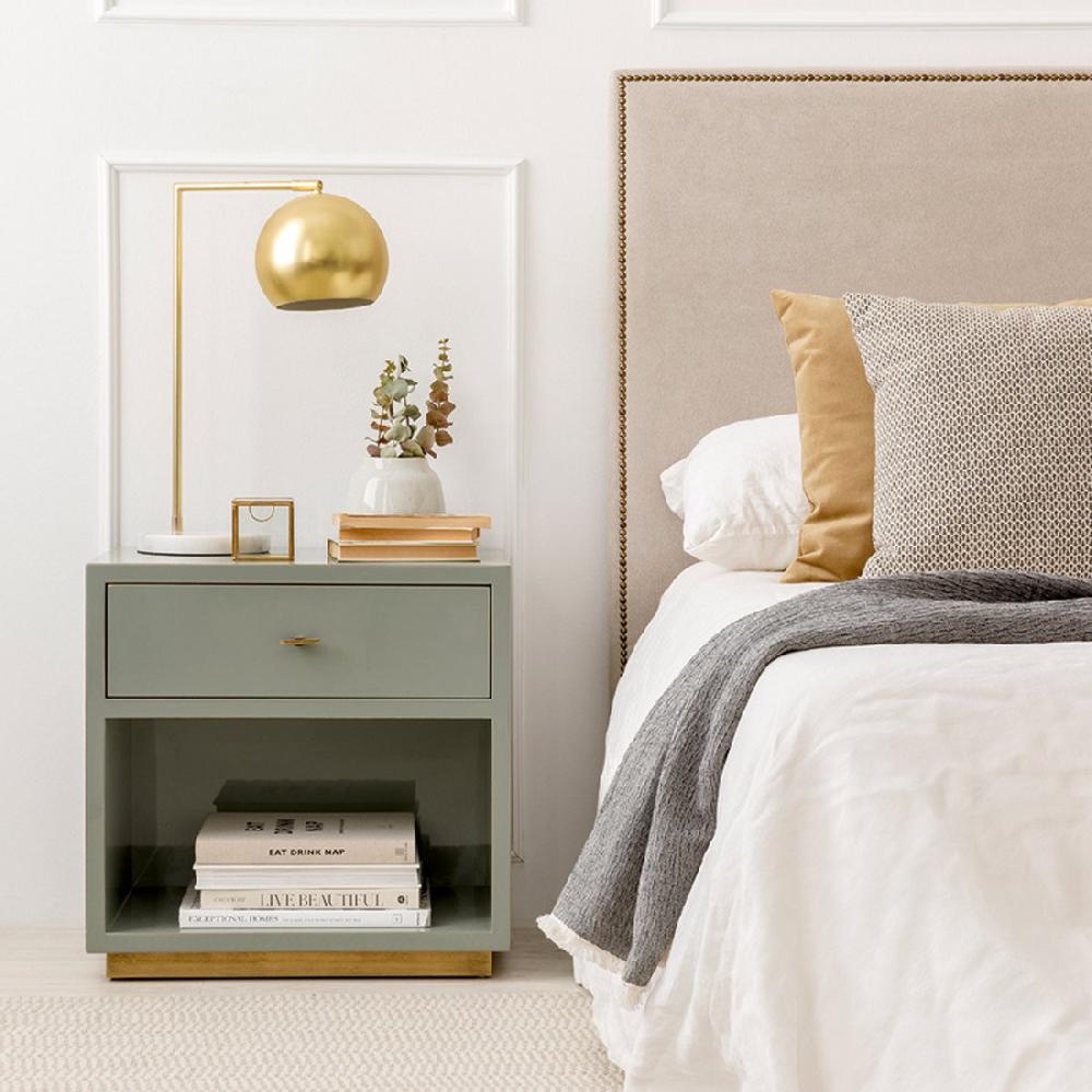 kenay home Mesita de noche verde 1 cajón