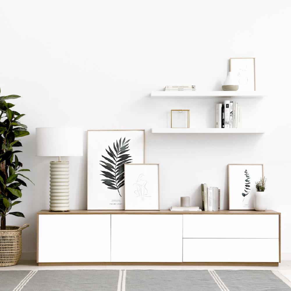 kenay home Mueble TV 200 blanco y roble