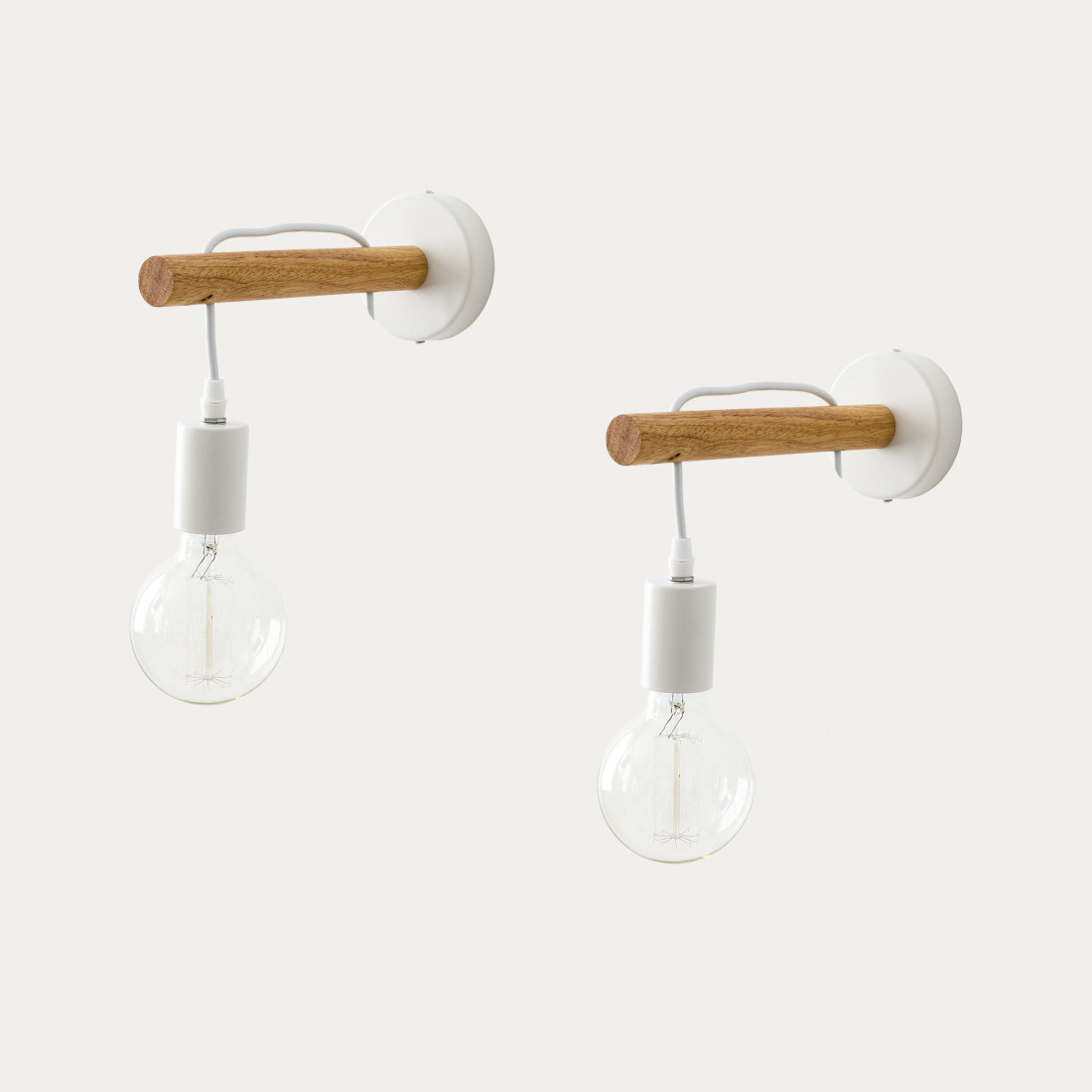 kenay home Pack 2 apliques de pared blanco-natural