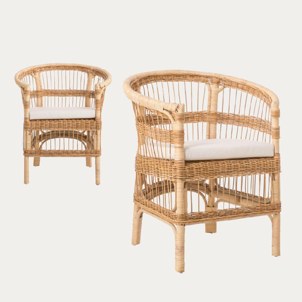 kenay home Pack 2 butacas ratán natural