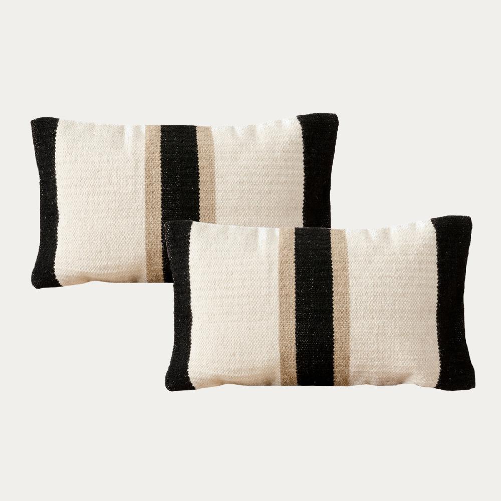 kenay home Pack 2 cojines blanco-negro-natural