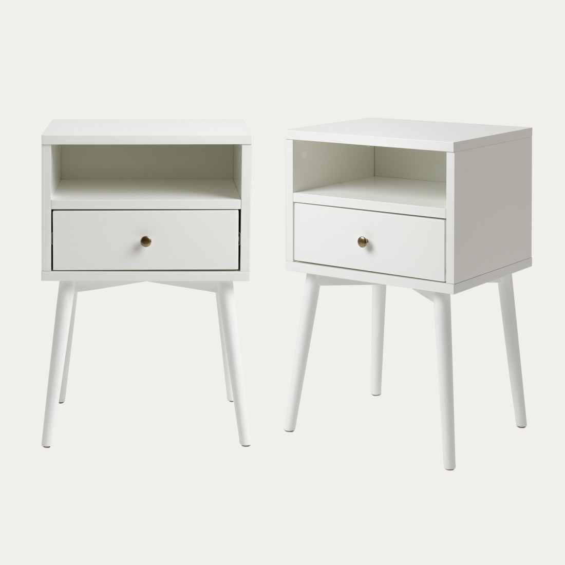 kenay home Pack 2 mesitas de noche blanca 1 cajón