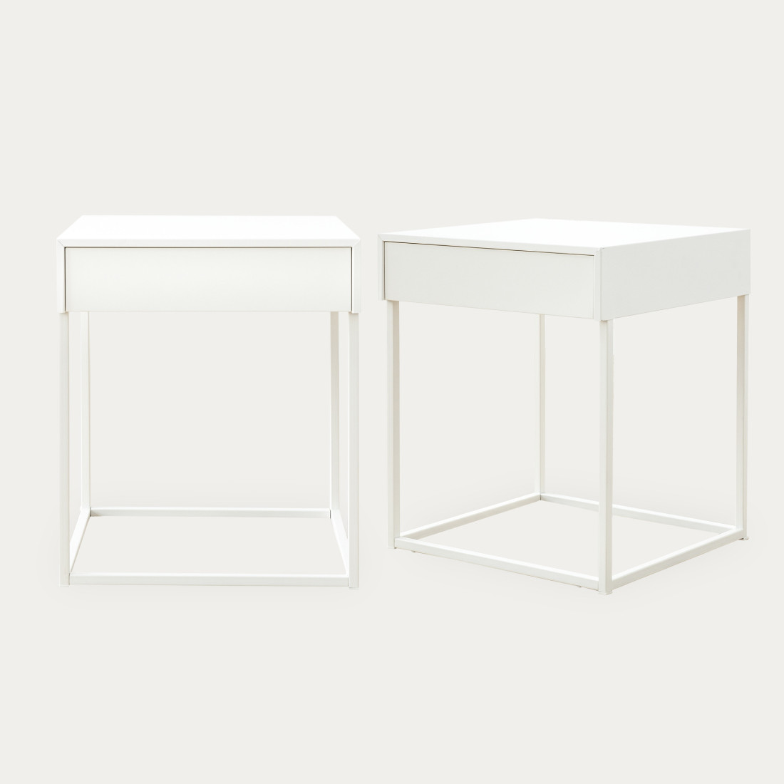 kenay home Pack 2 mesitas de noche blanca 1 cajón