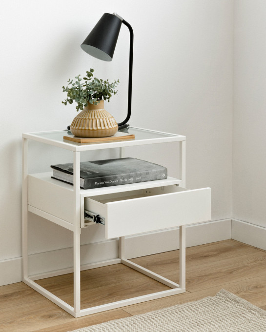 Kenay Home Pack 2 Mesitas De Noche Blanca 1 Cajón