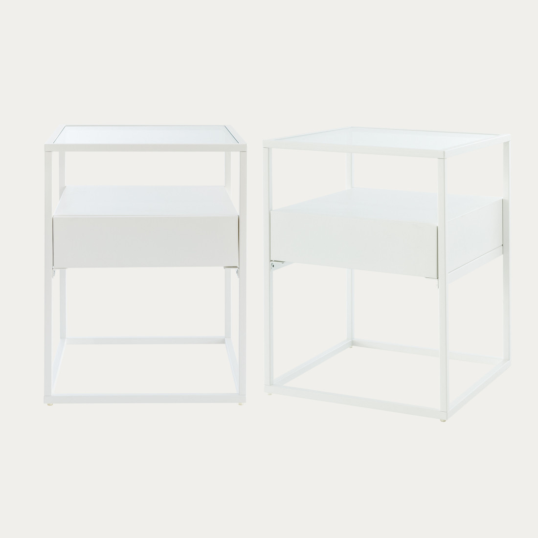 kenay home Pack 2 mesitas de noche blanca 1 cajón