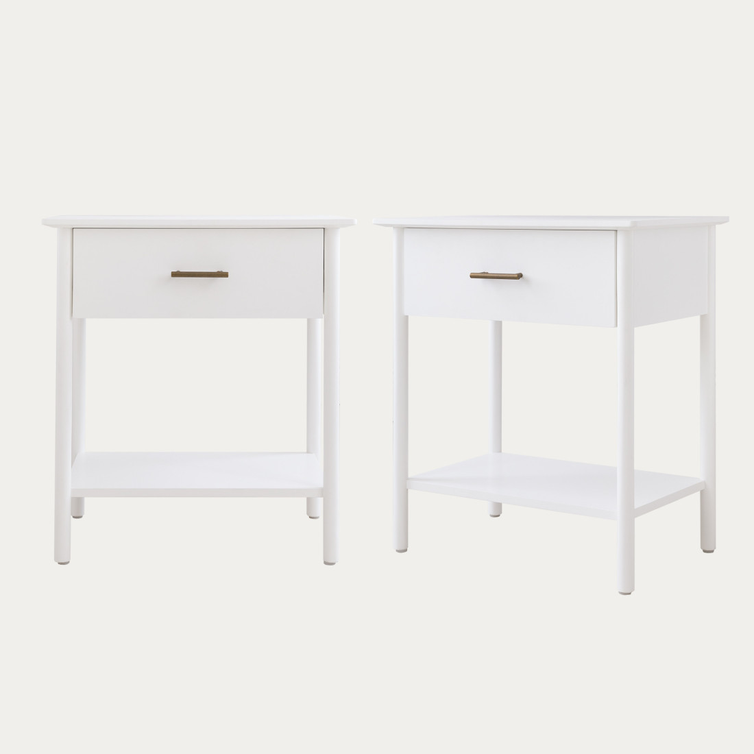 kenay home Pack 2 mesitas de noche blanca 1 cajón