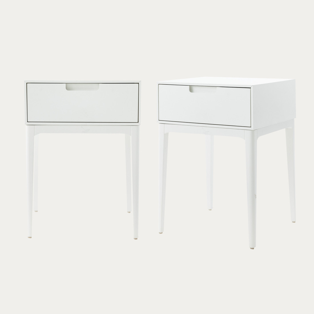 kenay home Pack 2 mesitas de noche blanca 1 cajón