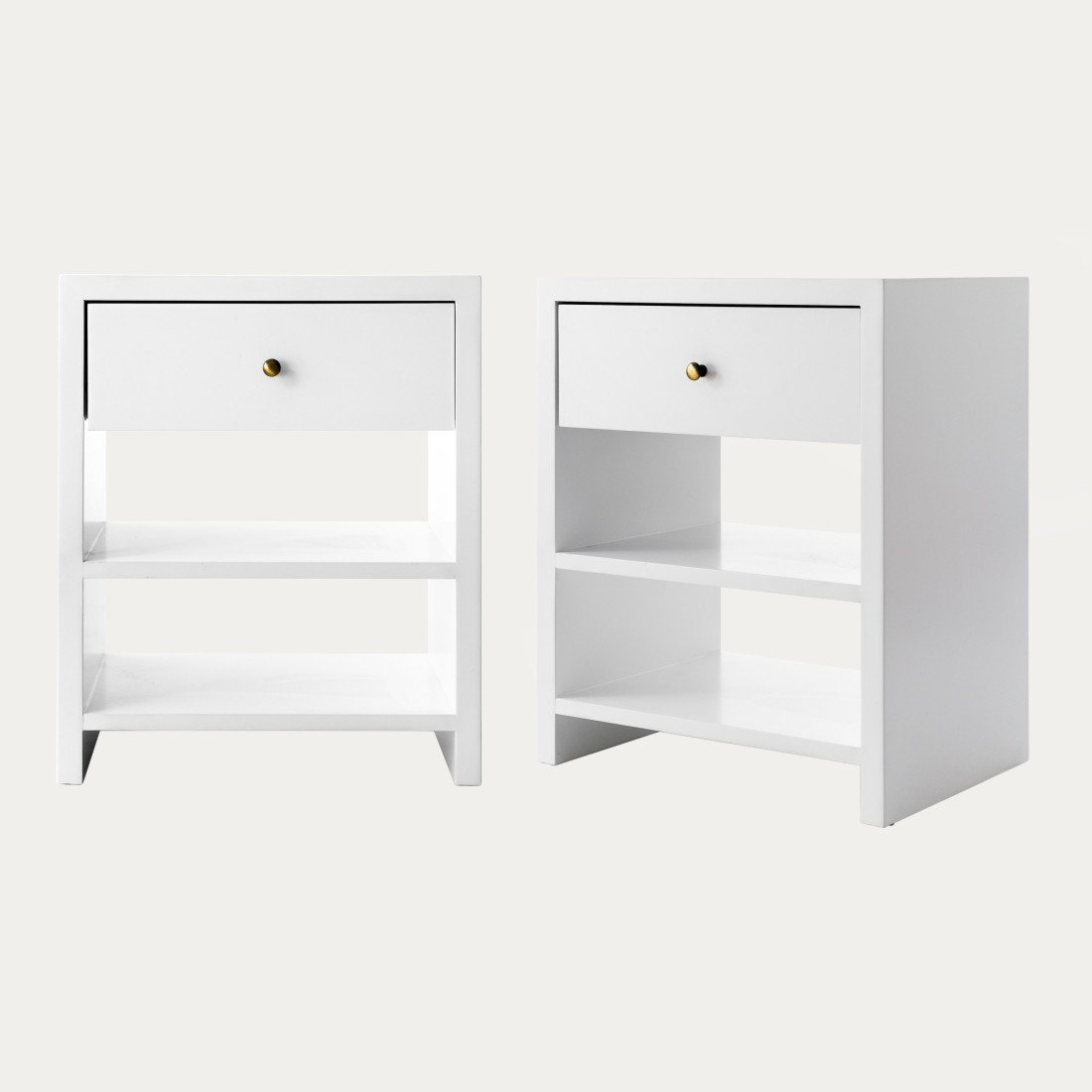 kenay home Pack 2 mesitas de noche blanca 1 cajón