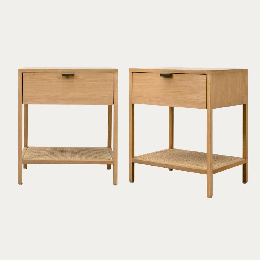 kenay home Pack 2 mesitas de noche roble 1 cajón