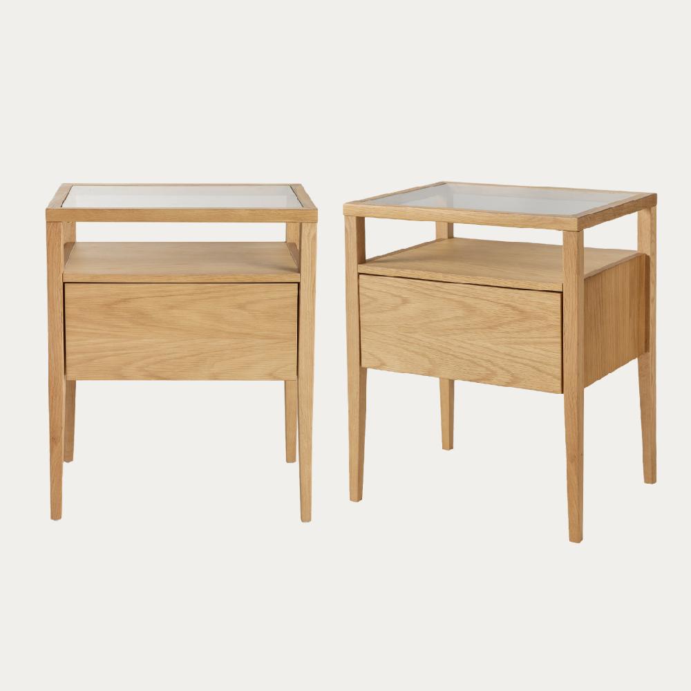 kenay home Pack 2 mesitas de noche roble 1 cajón