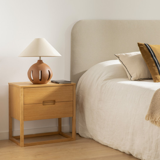 Kenay Home Pack 2 Mesitas De Noche Roble 2 Cajones