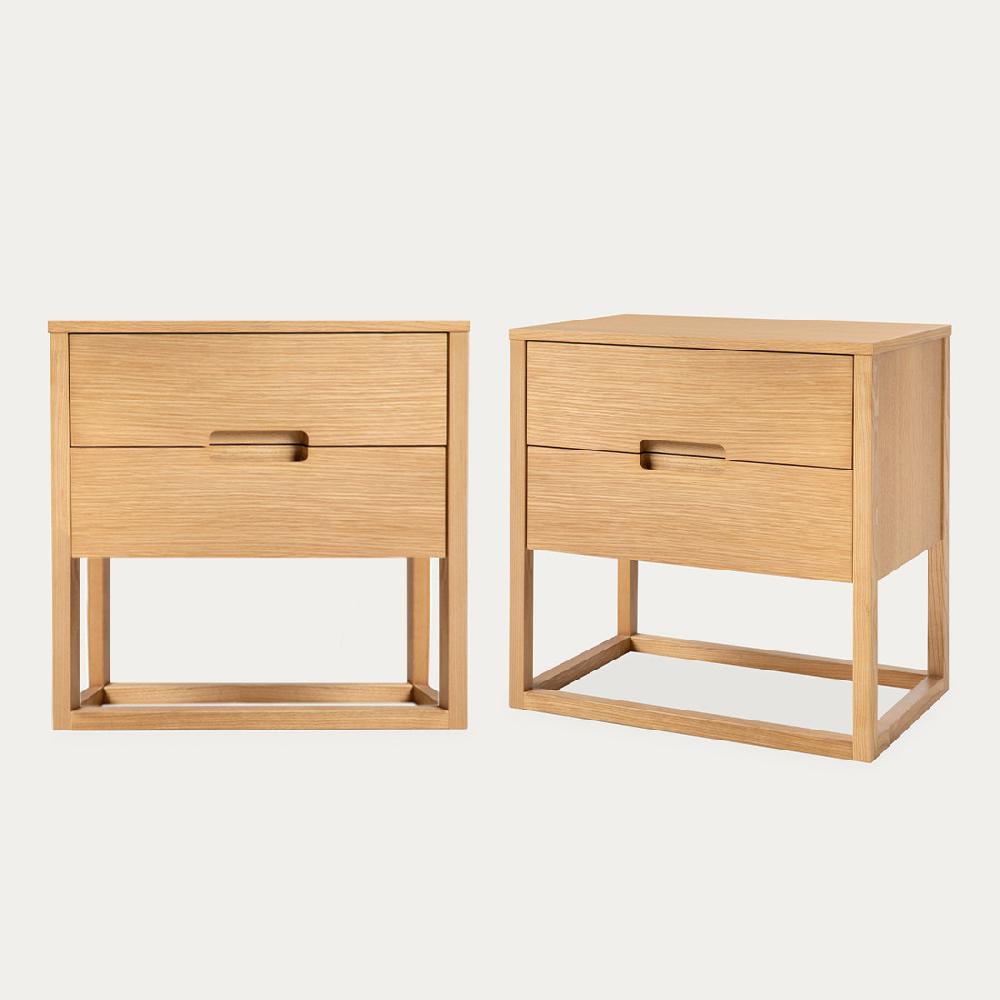 kenay home Pack 2 mesitas de noche roble 2 cajones