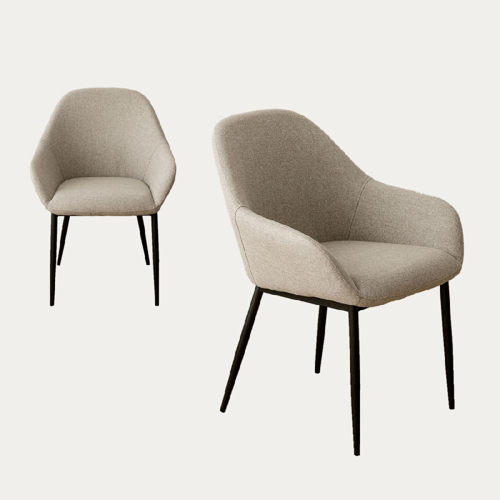 kenay home Pack 2 sillas tapizadas gris