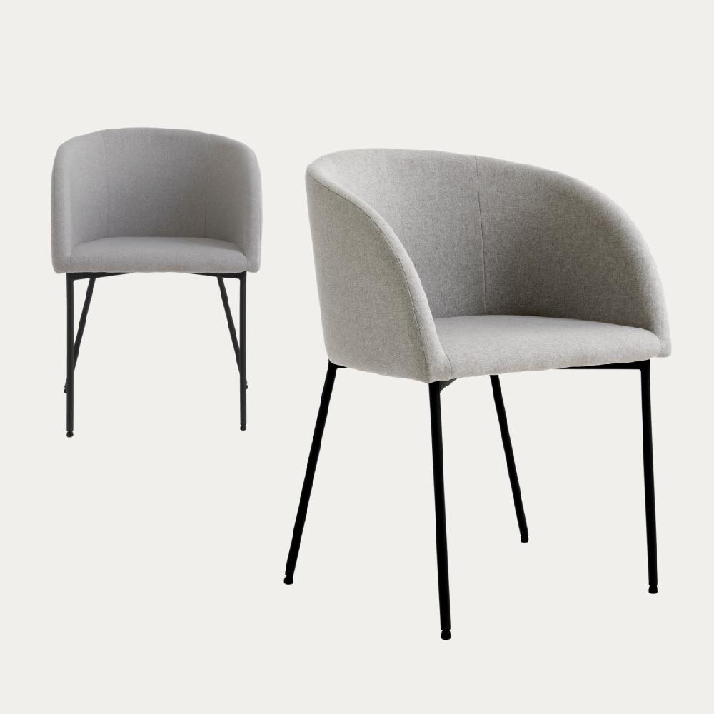 kenay home Pack 2 sillas tapizadas gris