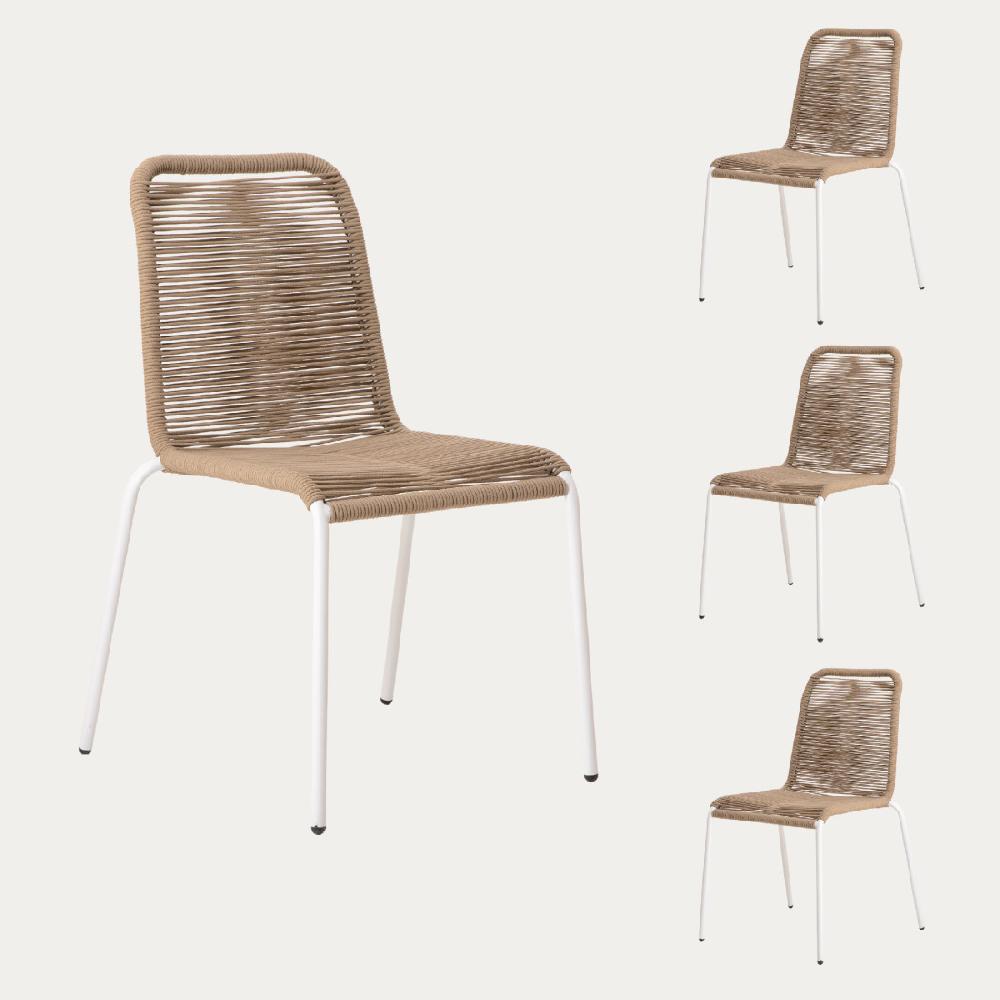 kenay home Pack 4 sillas de jardín natural