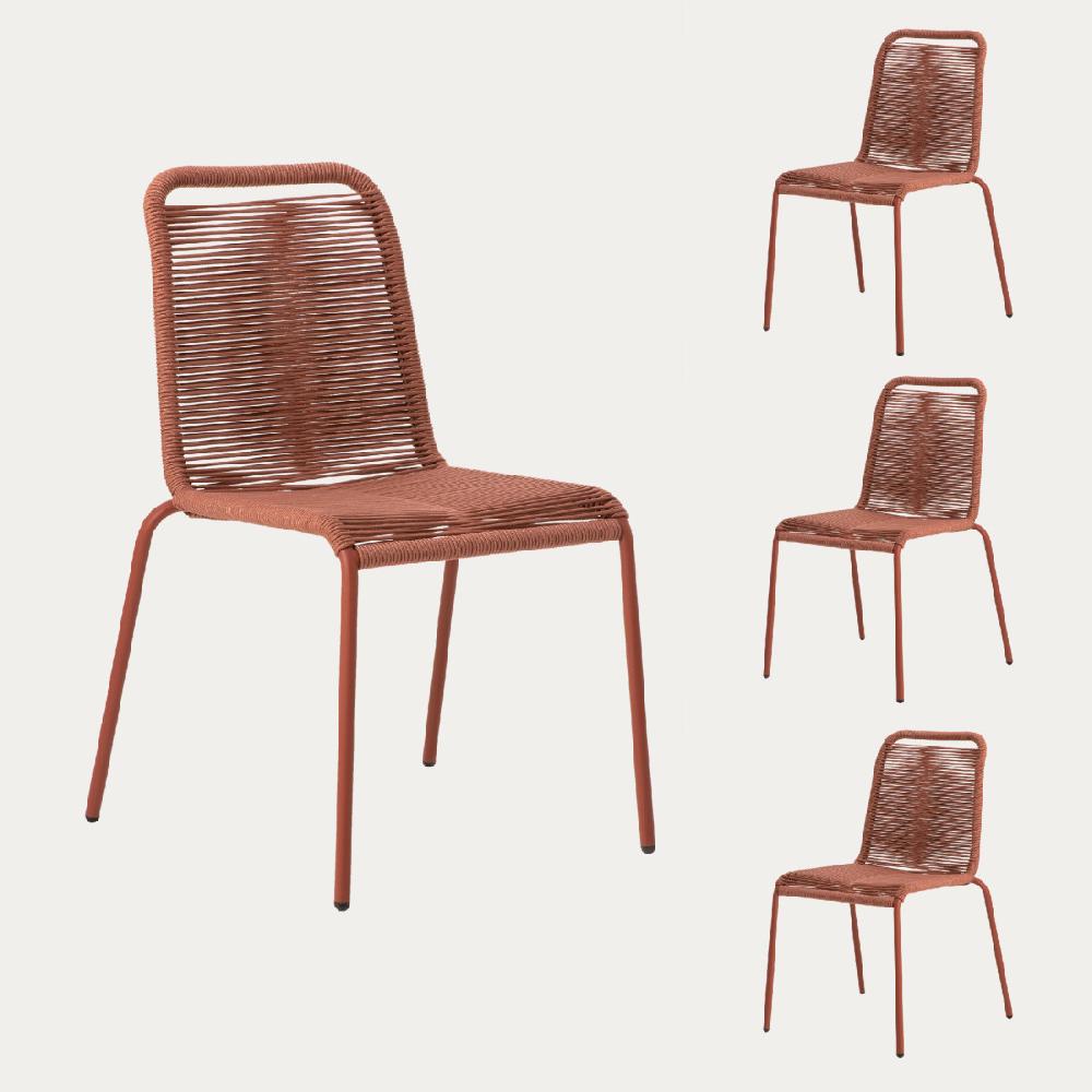 kenay home Pack 4 sillas de jardín terracota