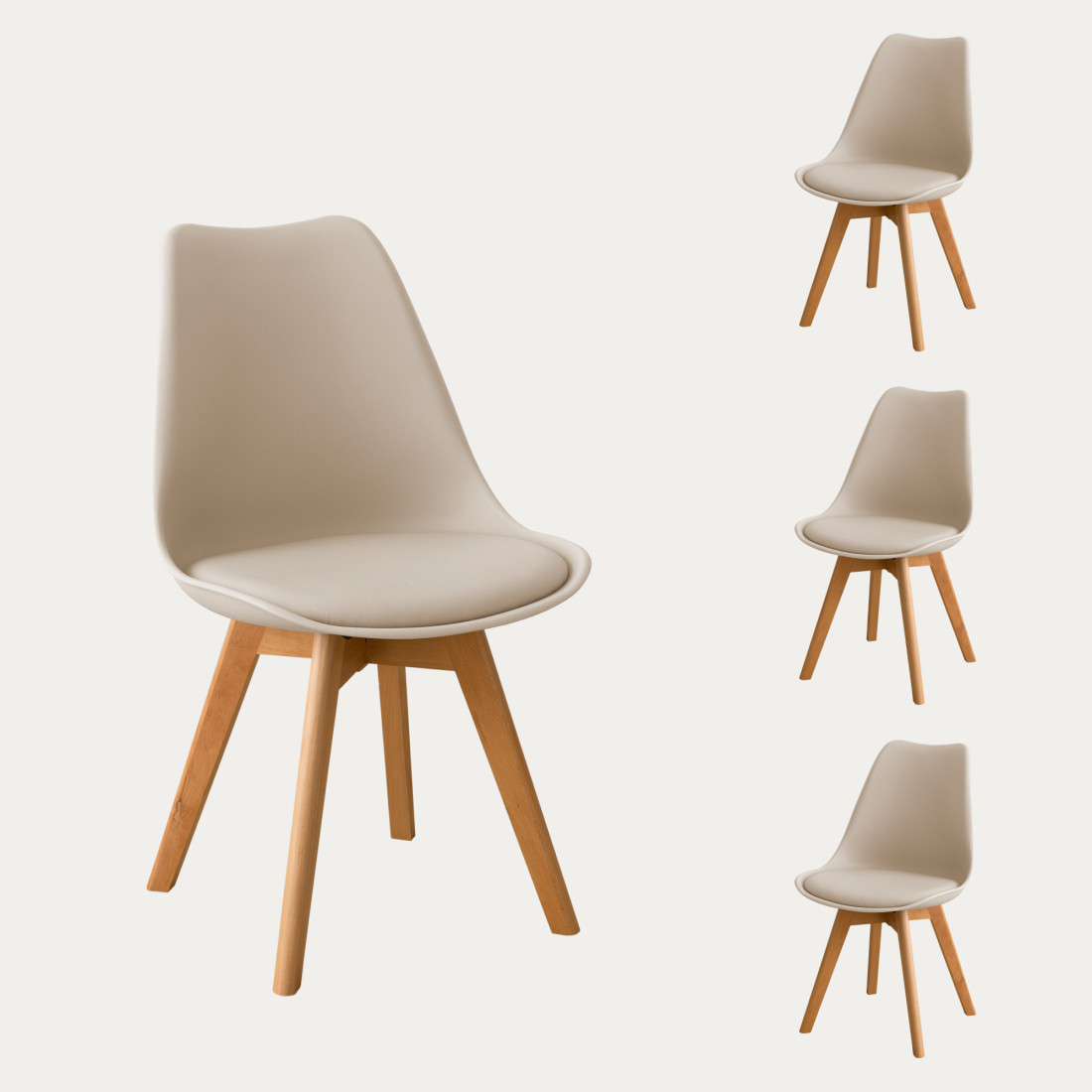 kenay home Pack 4 sillas polipropileno beige