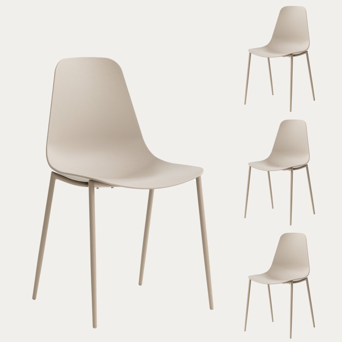 kenay home Pack 4 sillas polipropileno beige