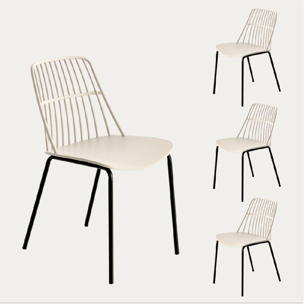 kenay home Pack 4 sillas polipropileno beige