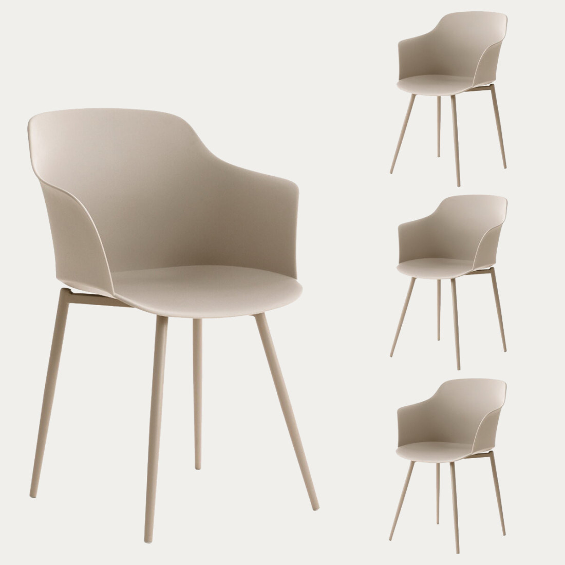 kenay home Pack 4 sillas polipropileno beige