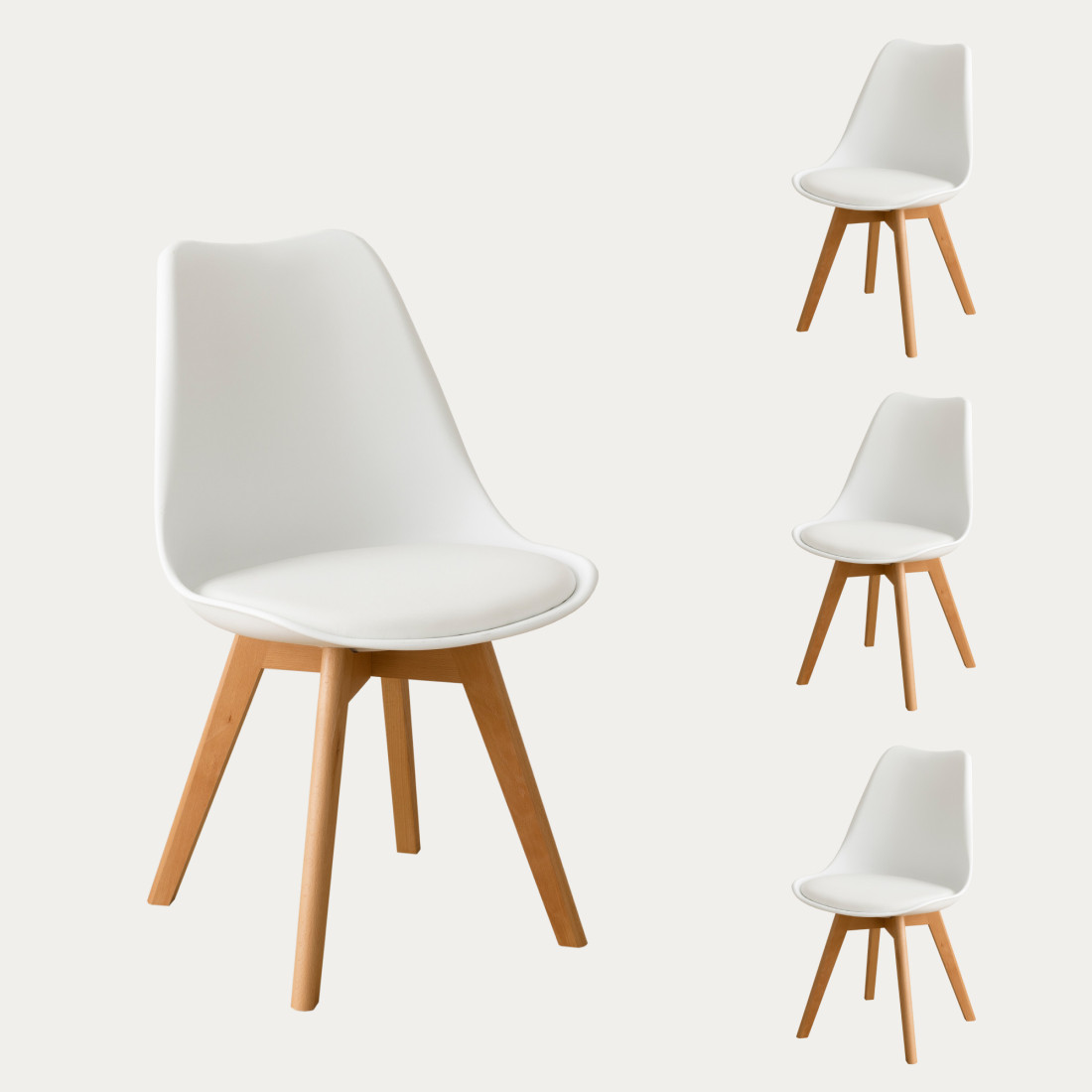 kenay home Pack 4 sillas polipropileno blanco