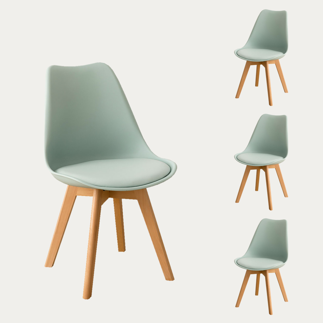 kenay home Pack 4 sillas polipropileno verde