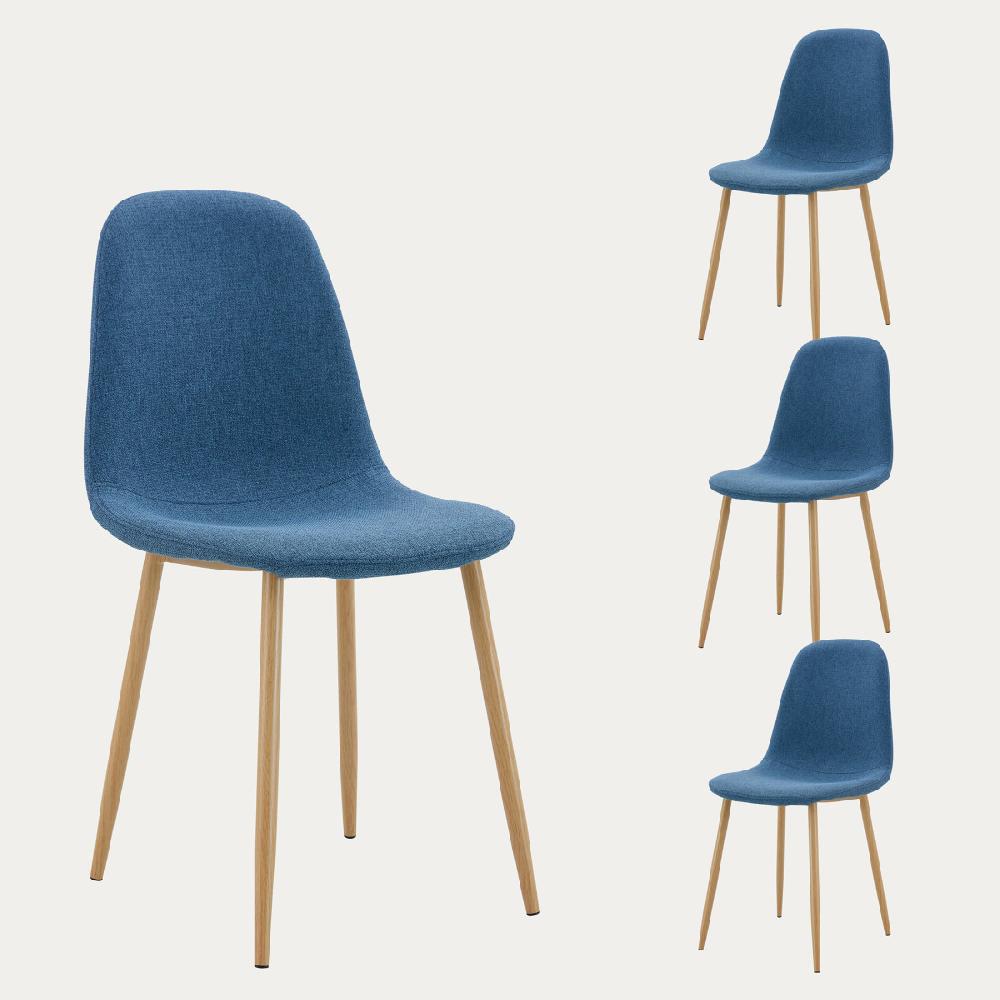 kenay home Pack 4 sillas tapizadas azul