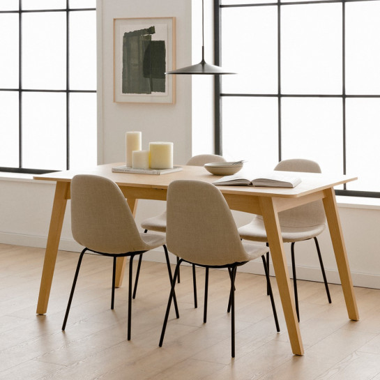 Kenay Home Pack 4 Sillas Tapizadas Beige