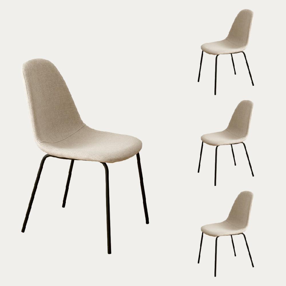 kenay home Pack 4 sillas tapizadas beige