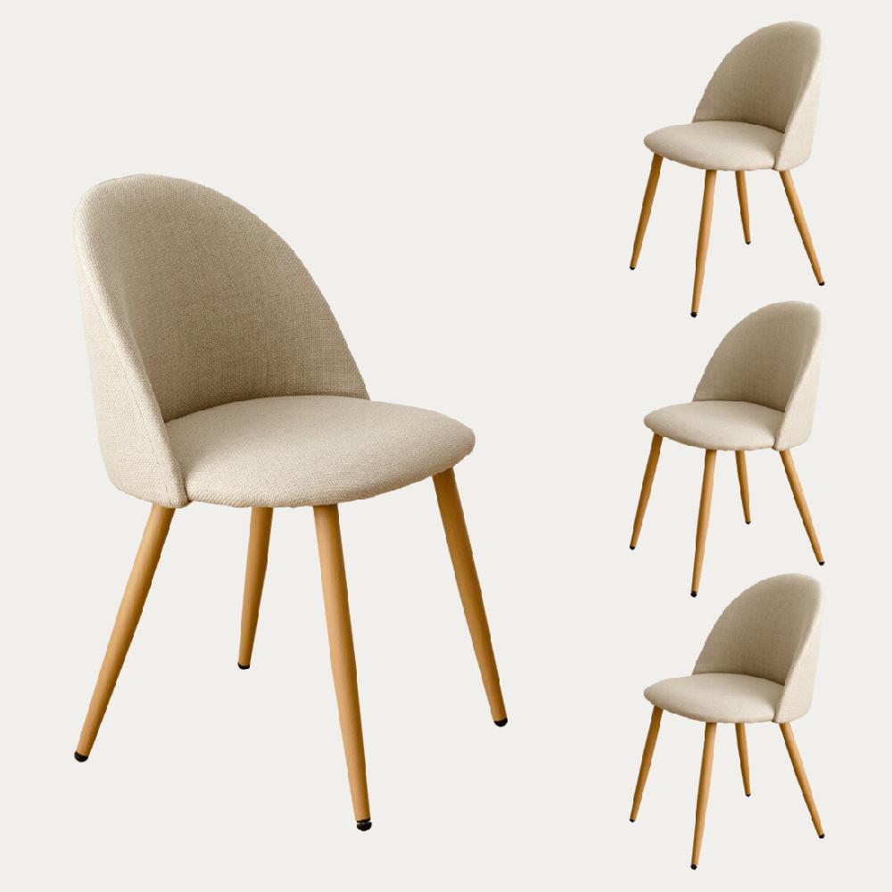 kenay home Pack 4 sillas tapizadas beige