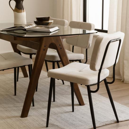 Kenay Home Pack 4 Sillas Tapizadas Beige