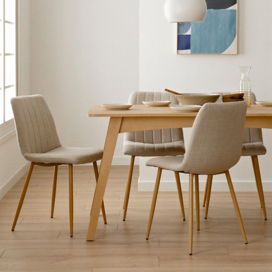Kenay Home Pack 4 Sillas Tapizadas Beige